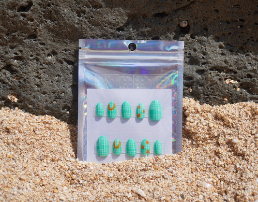 Bright Mint Green Palaka with Puakenikeni Lei